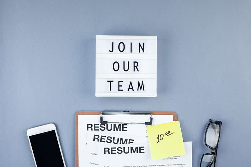 Team of professionals working together on hiring